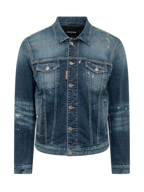 Blue Distressed Shirt Collar Jacket