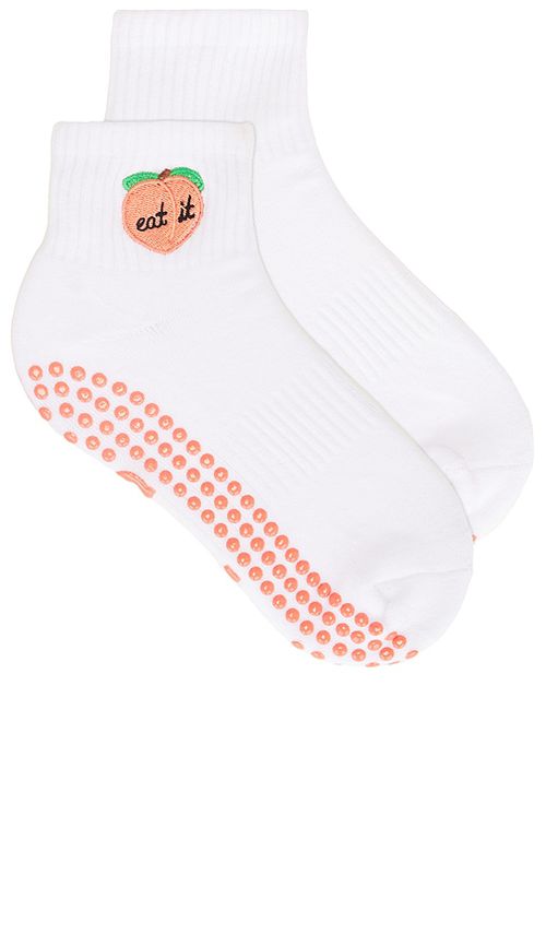 Souls. Peach Grip Socks in White. -  S/M also in