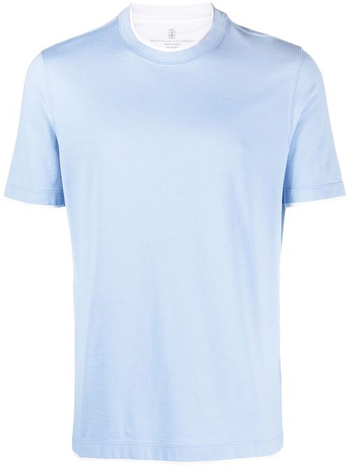 Crew-neck cotton T-shirt - Blue