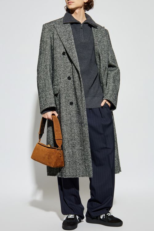 Herringbone Pattern Coat, Men's, Grey