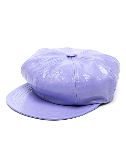 Patent leather baker boy hat - Purple