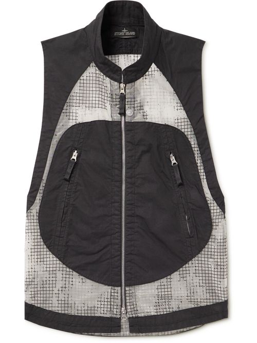 Ripstop-Panelled Cotton-Blend Twill Gilet - Men - Black - M