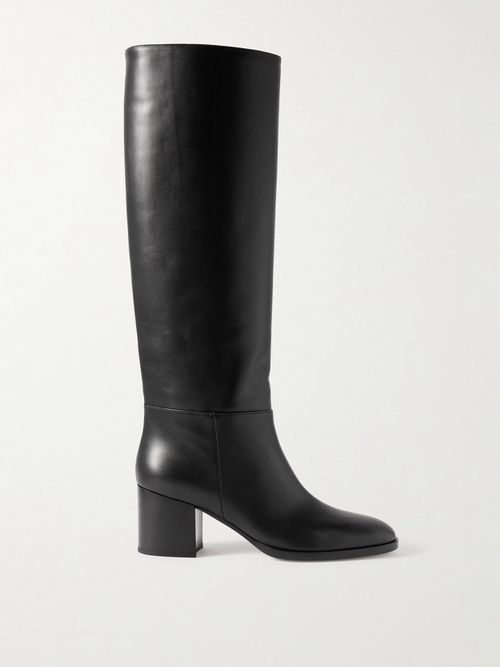 Vitello Glove 60 Leather Knee Boots - Black