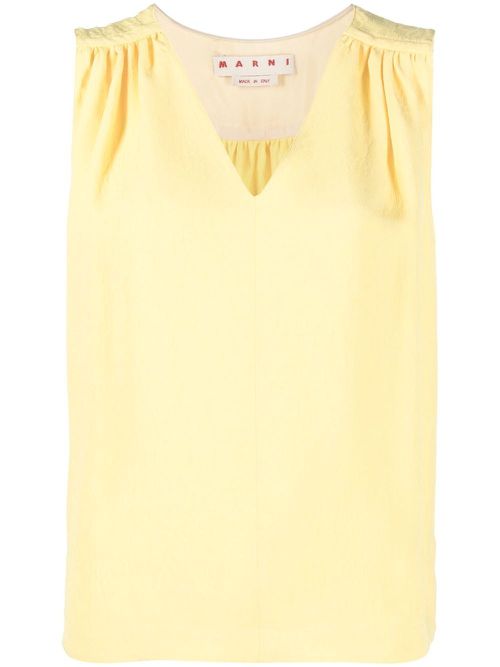 Jacquard ruched top - Yellow