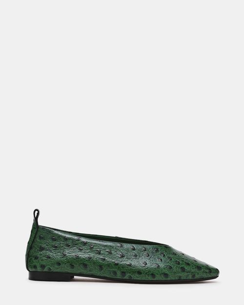 Steve Madden Women's Swanky Ostrich Pointed Toe Flats - Green - - Leather