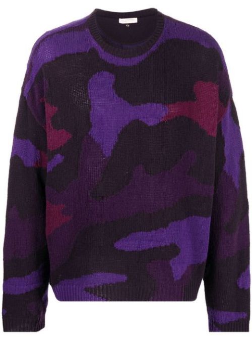 Camouflage-motif intarsia-knit jumper 