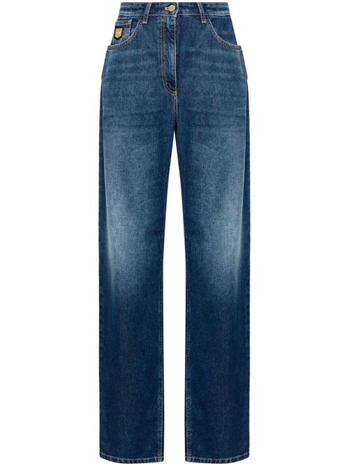 Logo plaque boyfriend jeans - Blue
