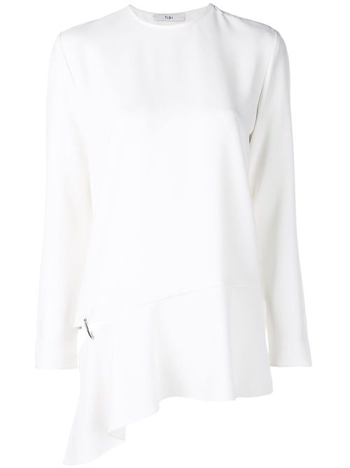 Long sleeve detached hem blouse - White
