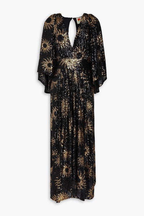 Sequined tulle maxi dress - Black - XS