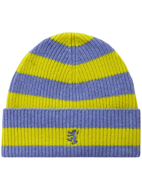 Striped cashmere beanie - Blue