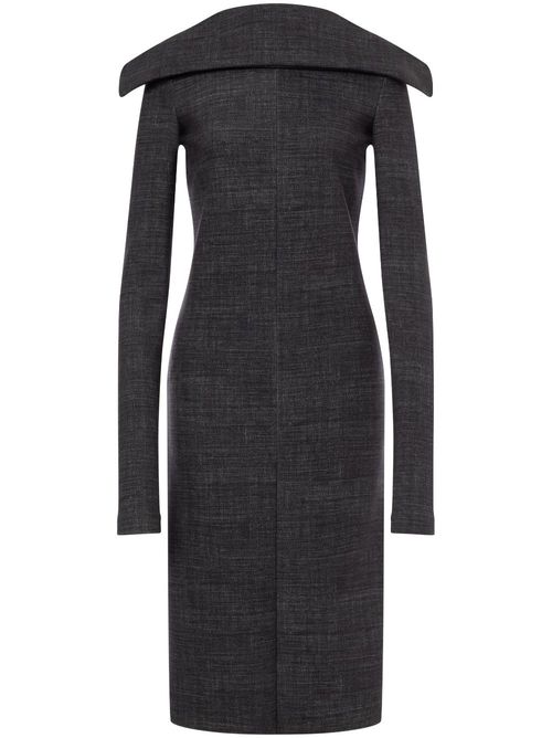 Folded-neckline midi dress - Black