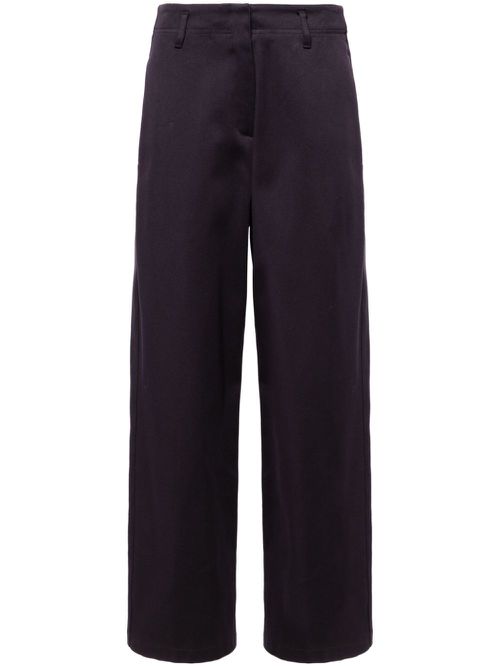 Straight-leg cotton-blend trousers - Blue