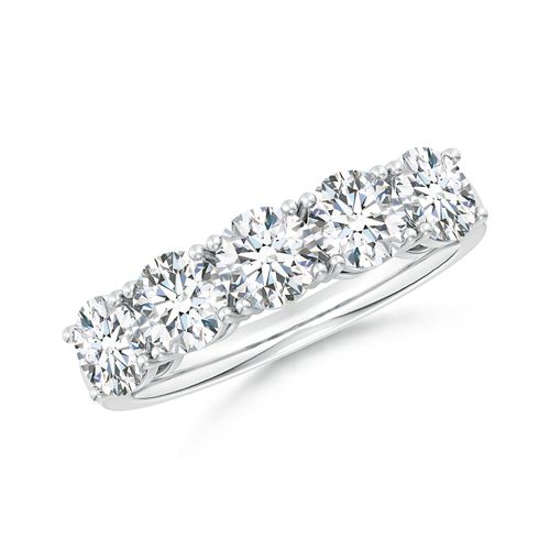 Angara 2.35 Carats Prong-Set Round Diamond Five Stone Wedding Ring in 18K White Gold
