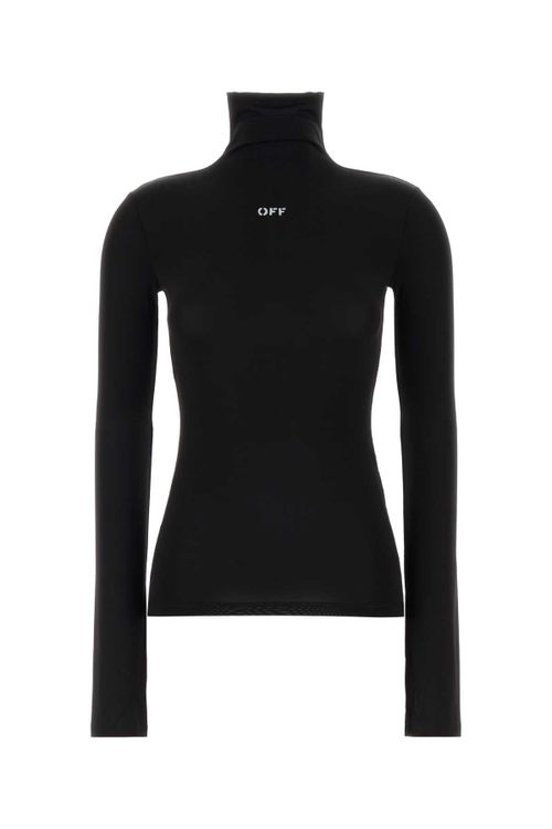 Logo-Embroidered Jersey Turtleneck Sweater — Black