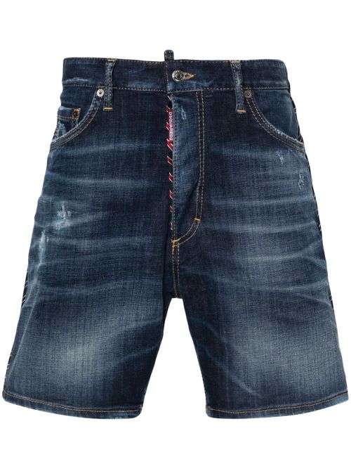 Dark Easy Ripped Wash Marine shorts - Blue