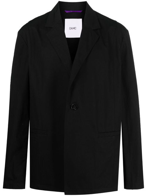 Oversize cotton single-breasted blazer - Black