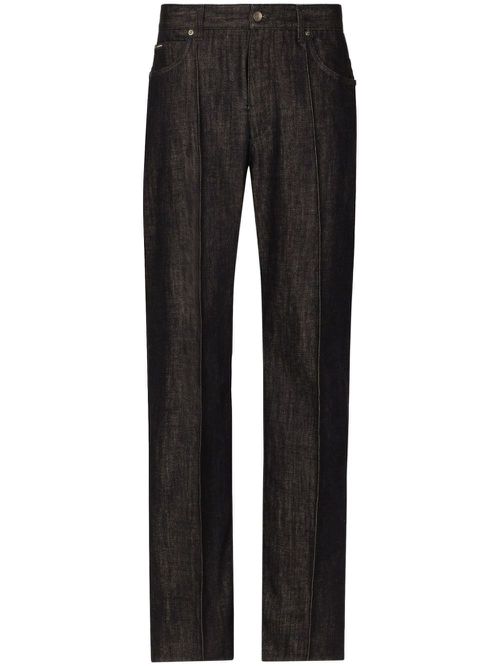 Logo-appliqué cotton wide-leg jeans - Black
