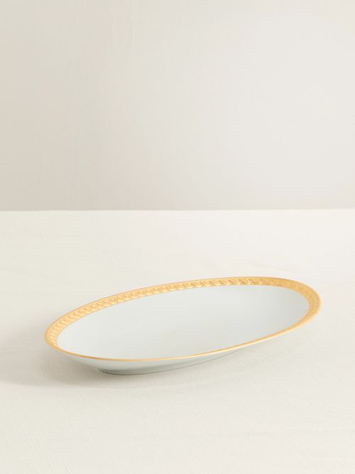 Neptune Small Gold-plated Porcelain Platter