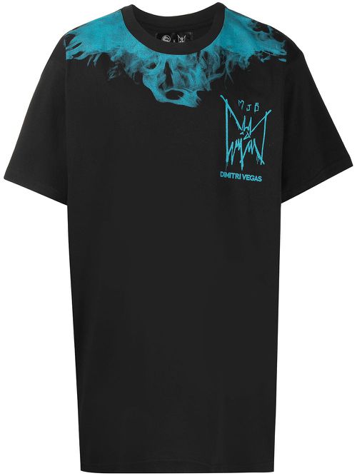Contrasting smoke print T-shirt - Black