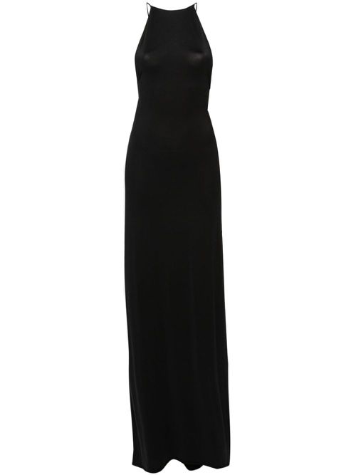 Triangle-plaque long dress - Black