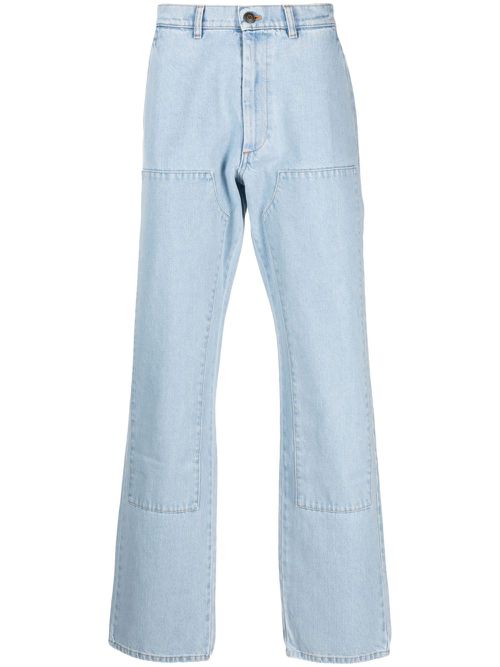 Patch-detail bootcut jeans - Blue