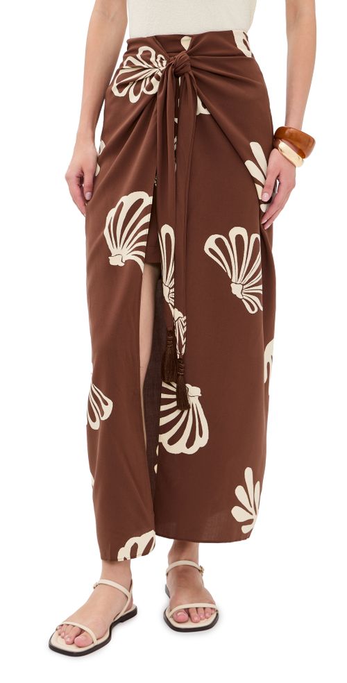 Brown Maritime Front Knot Maxi Skirt Brown Maritime
