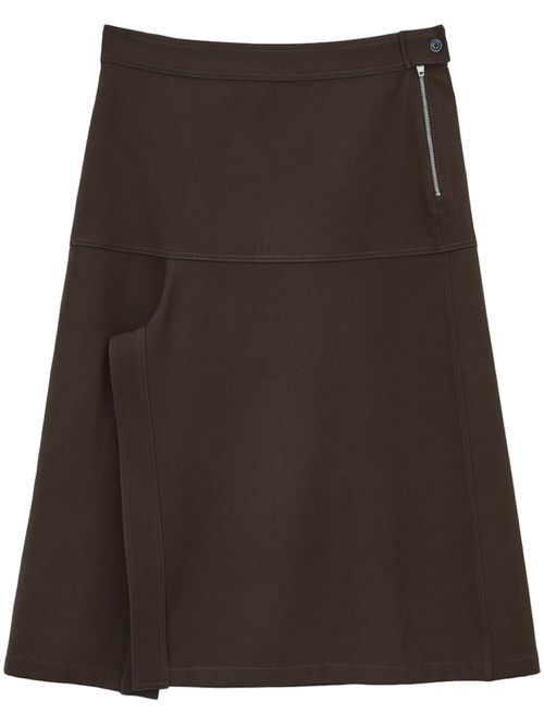 Asymmetrical Wrapover Skirt - Brown