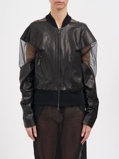 Yehuafan Leather Bomber With Insert