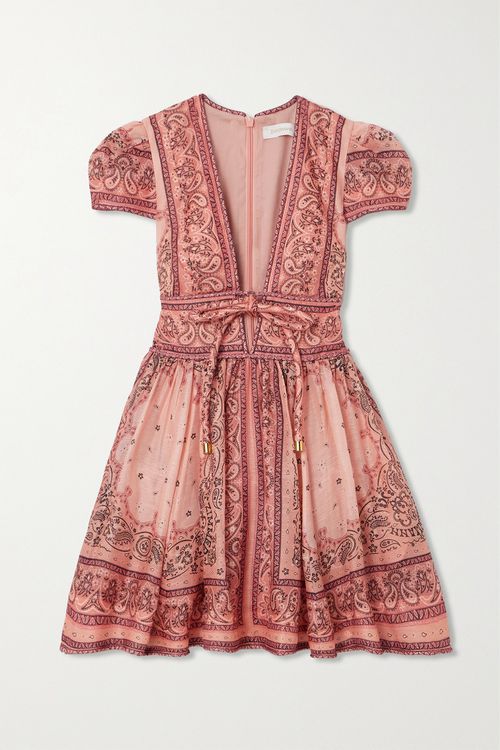 Zimmermann | Matchmaker Bandana-print Linen And Silk-blend Mini Dress -  Pink | Realry