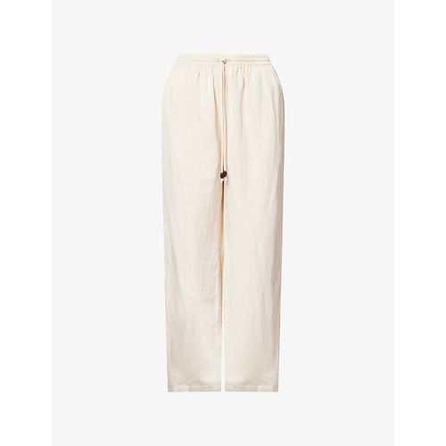 Womens Drawstring Wide-Leg Woven Trousers