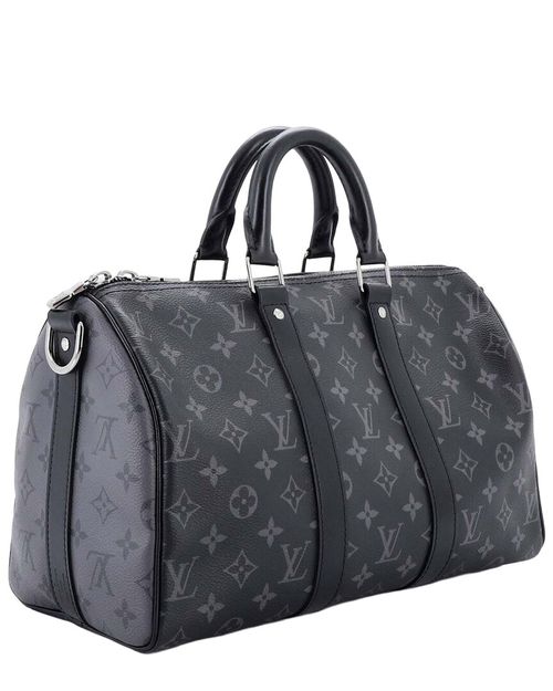 Black Reverse Monogram Eclipse Canvas Keepall Bandouliere 35