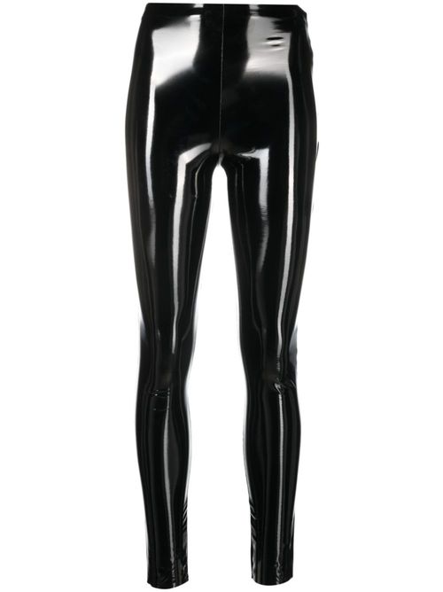 Mid-rise patent-finish trousers - Black