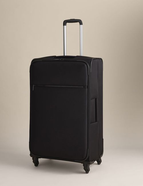 M&S Valletta 4 Wheel Soft Large Suitcase - Black, Black