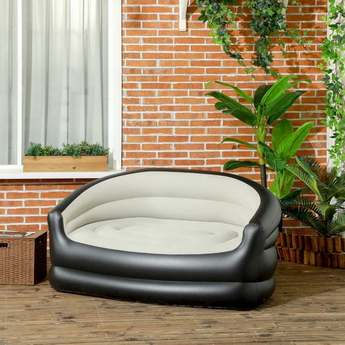 Outsunny Inflatable Indoor & Outdoor Sofa Chair with Soft Plush Fabric - Grey - - Plastic - Grey