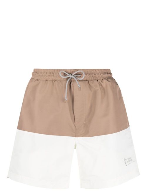 Panelled-design swim shorts - Brown