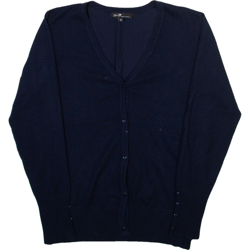 BEN SHERMAN Womens Cardigan Blue V-Neck Tight Knit