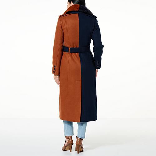 Military Style Colorblock Coat - Black