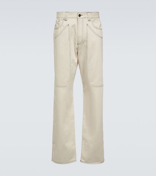 Paneled straight cotton pants