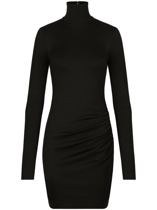 Ruched high-neck minidress - Black