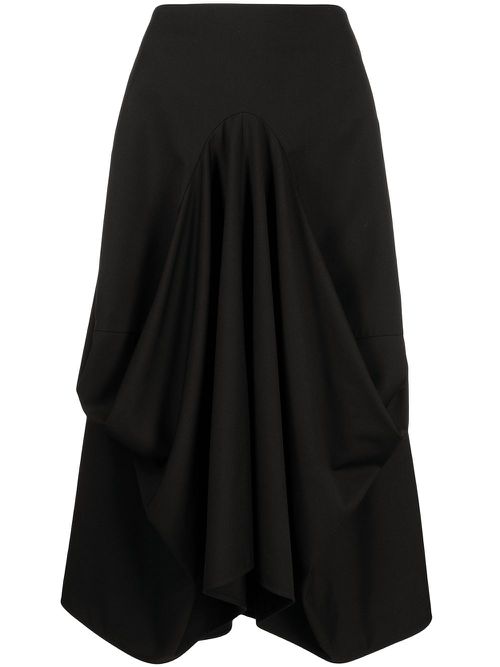 Structured draping midi skirt - Black