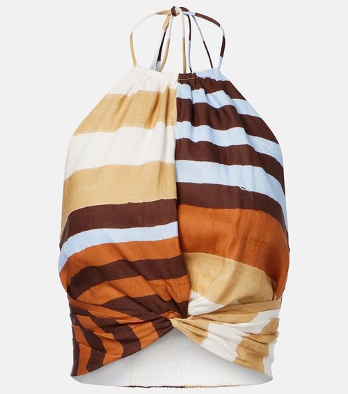 Lodi striped linen crop top
