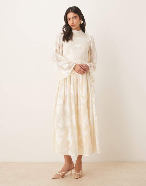 Dandelion midi dress in cream-White