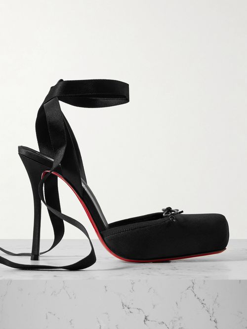 Cassia 100 Bow-detailed Grosgrain-trimmed Satin-crepe Pumps - Black