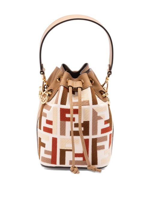 Mon Tresor Canvas Bucket Bag With Ff Embroidery