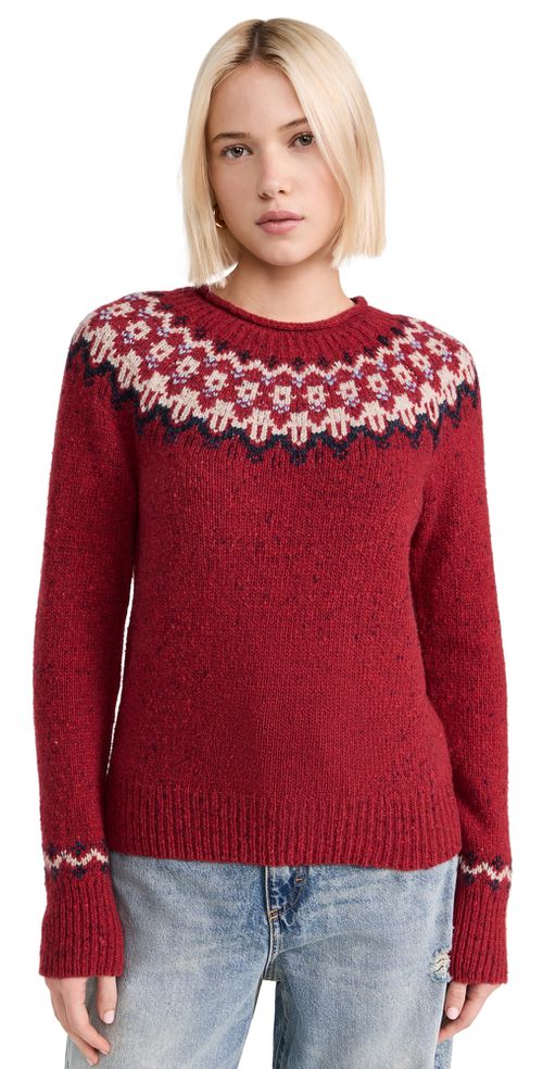 Meadow Fairisle Sweater In Merino Wool Red