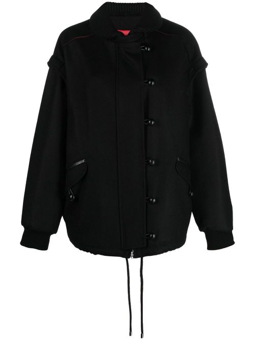 Button-fastening sleeveless jacket - Black
