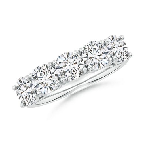 Angara 3.15 Carats Prong-Set Round Diamond Five Stone Wedding Ring in 14K White Gold