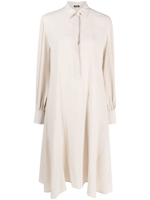 Draped silk shirt dress - Neutrals