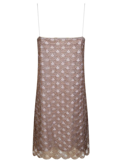 Scalloped Sequin Mini Dress in Polyester