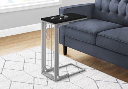 Monarch Specialties Transitional C-Shape Accent Table with Metal Base, Black